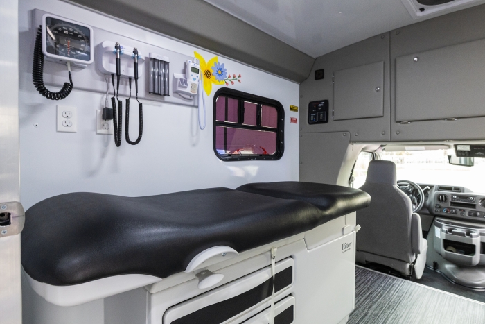 Interior of new Mom and Baby Mobile Health Center. Photo by Charlie Leight/ASU News