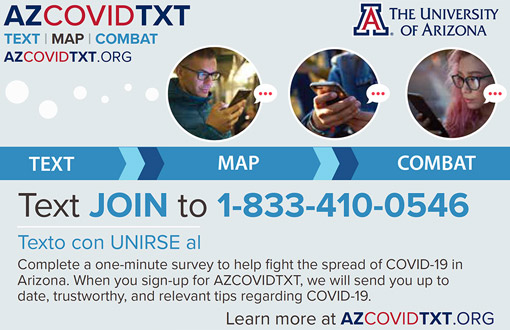 Promotional graphic of AZCOVIDTXT