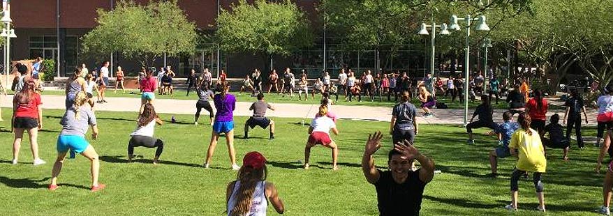 Photo of Public Health students exercising outdoors